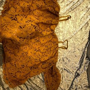 Yellow Lacey off the shoulder top